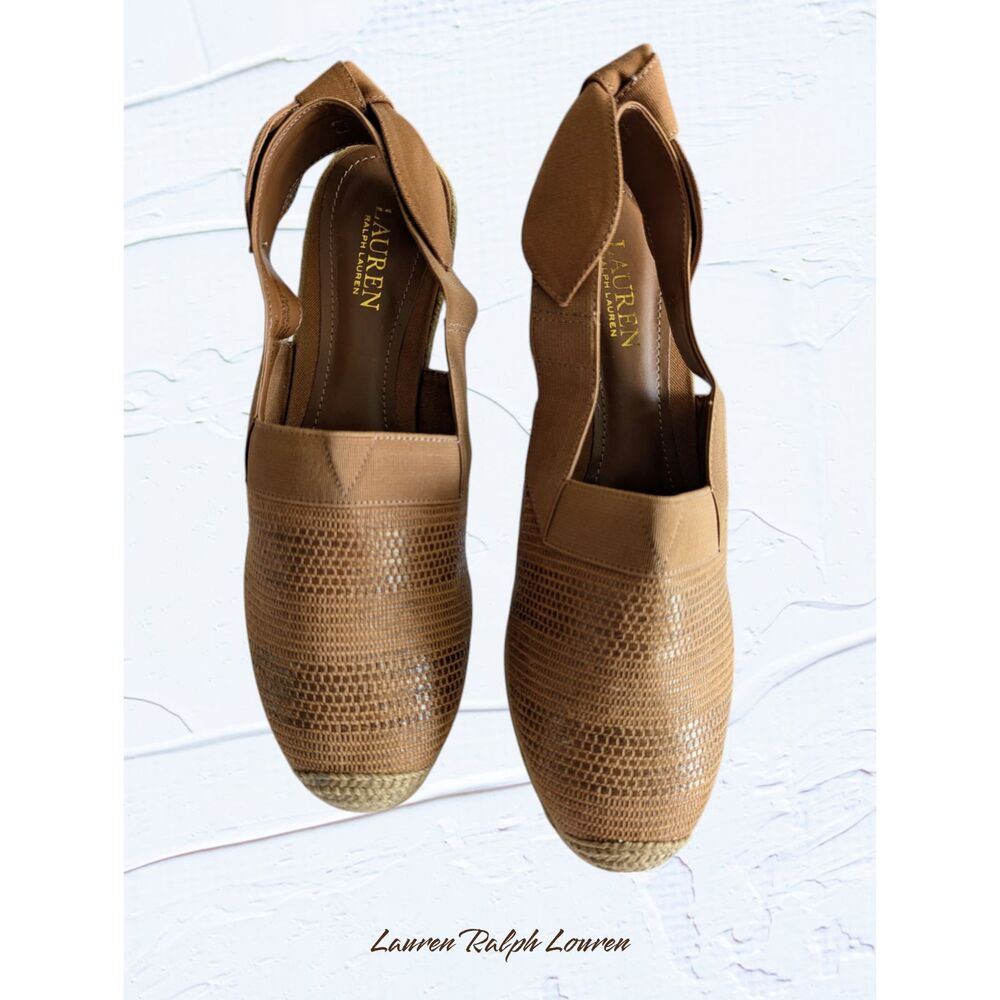 Lauren Ralph Lauren Tan Espadrille Slip-On Sandals - Size 10